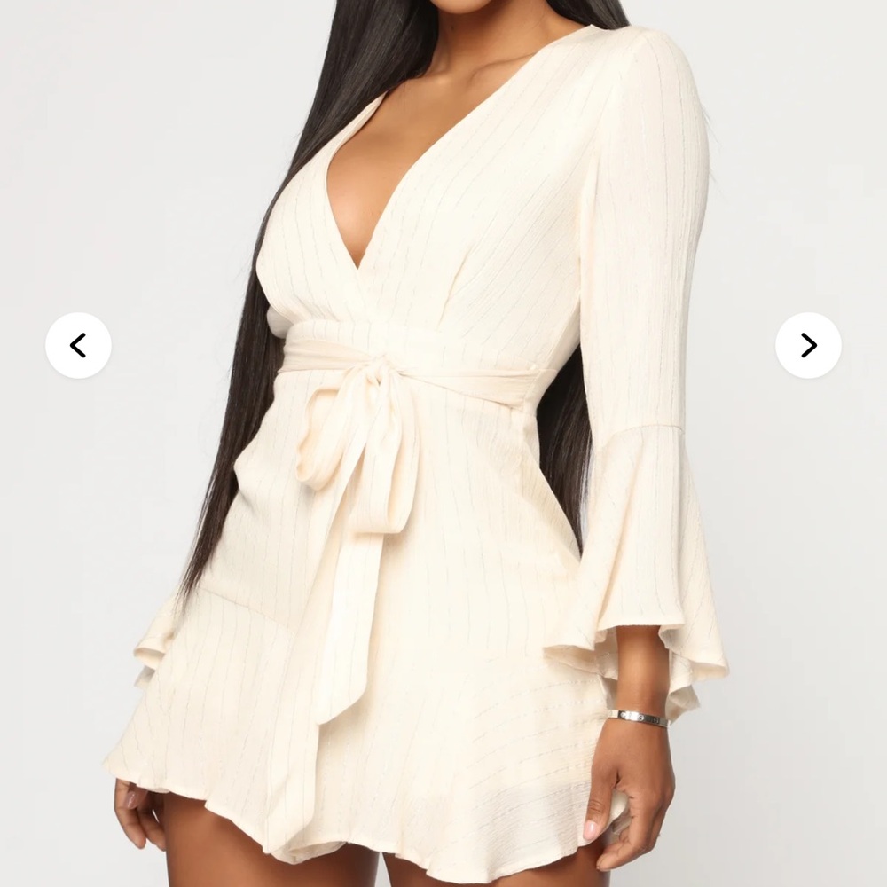 Ring A Bell Stripe Romper - Ivory size Small